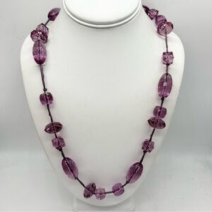 J. Crew Purple Beaded Ribbon Necklace